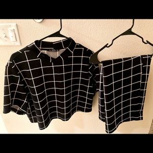 SHEIN CURVE 2X (2 piece set) Matching Grid top/pencil skirt set